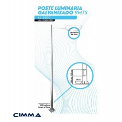 POSTE LUMINARIA GALVANIZADO 9MTS