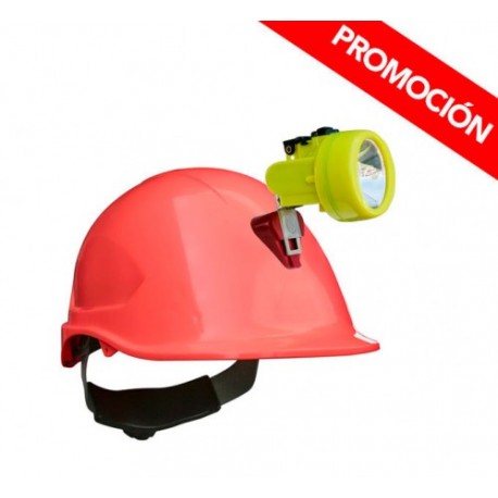 Kit Lámpara Minera KL 3500 + Casco ABS Rojo C/Portalamparas